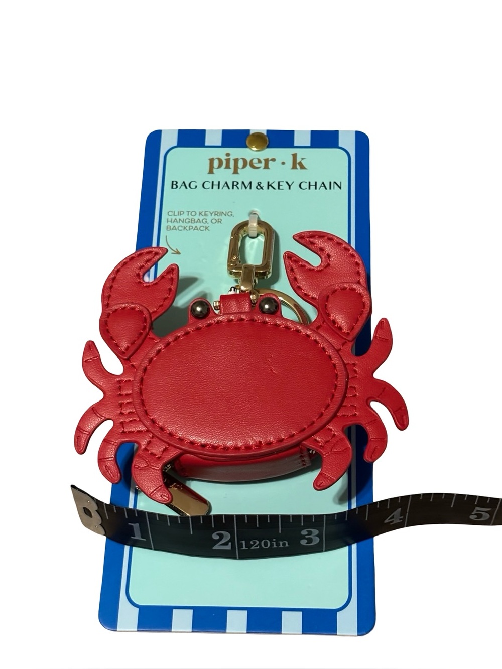 Piper K Crab Bagcharm Keychain- crab purse charm - Crab with Beaded eyes